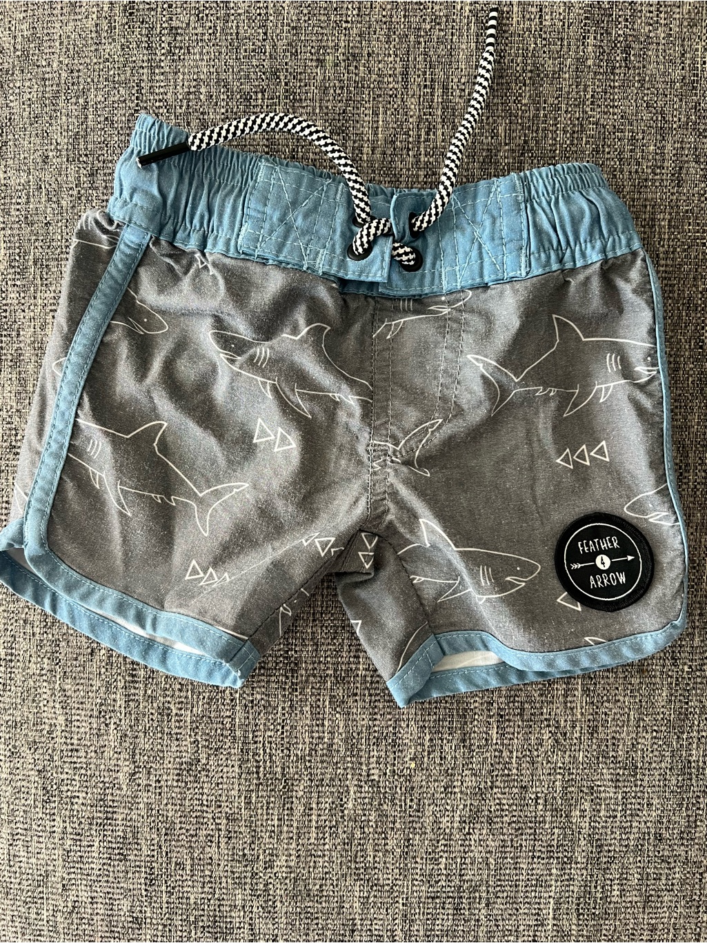 Nordstrom Feather 4 Arrow Boys Shark Swim Shorts Trunks Size 6-12 Months